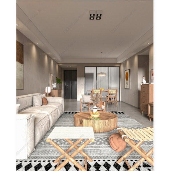 SU素材模型 |  北歐風格空間｜客廳・餐廳・書房・臥室 Sketchup室內設計專用模型